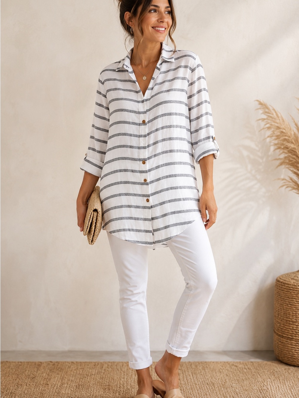 Viola Borghi tunic-style shirt, Made in Italy 🇮🇹 100% Linen